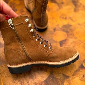 DV by Dolce Vita Brown Lace Up Boots with Leopard Print